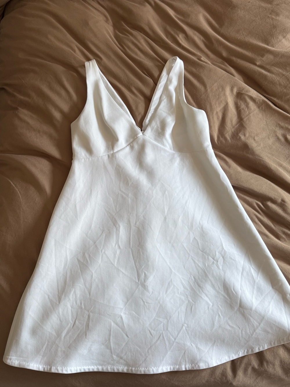 Babaton White V-Neck Encino Mini Dress